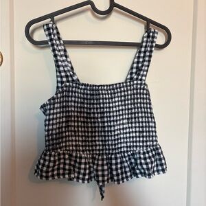 American Eagle Outfitters Black and White Checkered Crop Top
